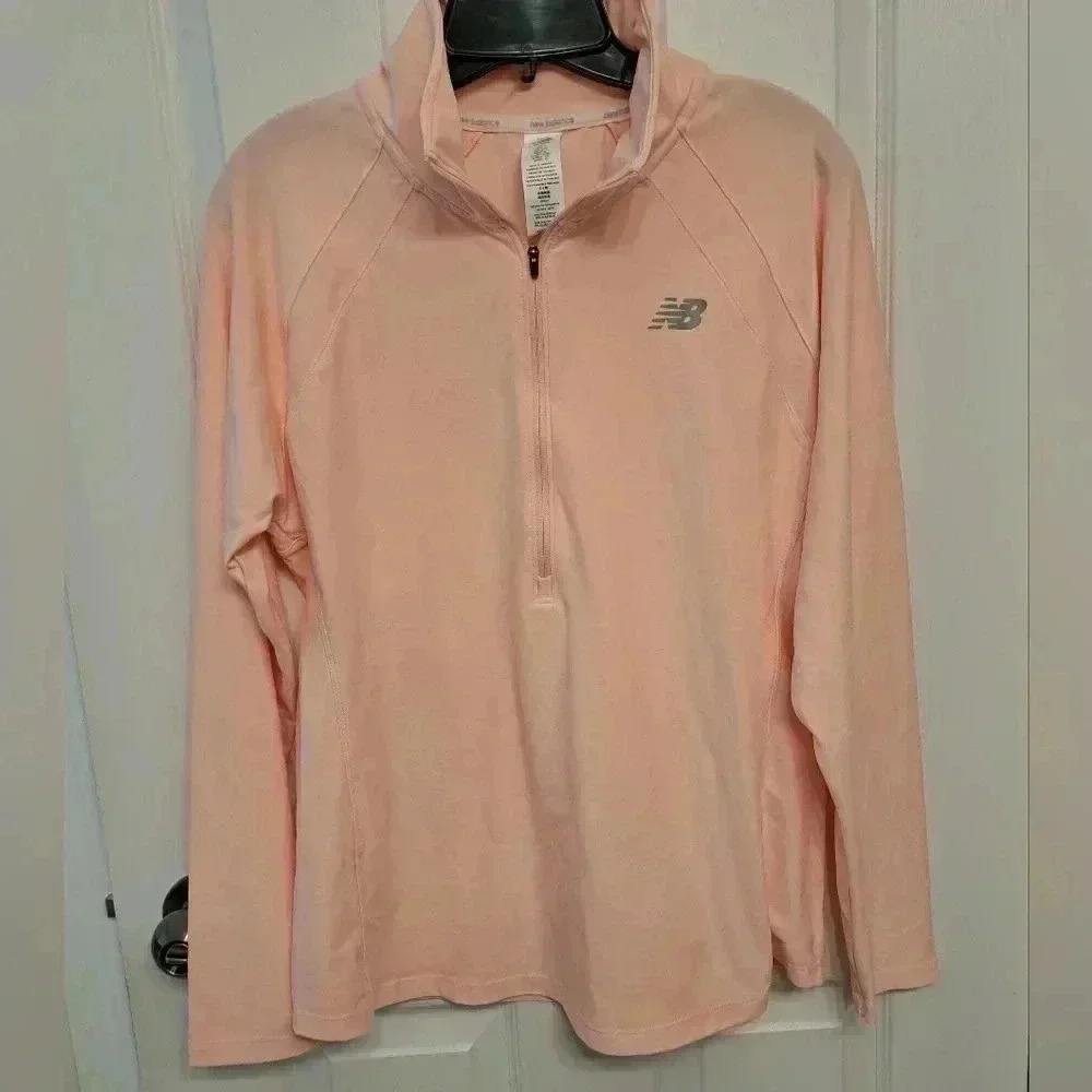 New Balance Half Zip Pullover Peach Large Active Top Lightweight Performance Top